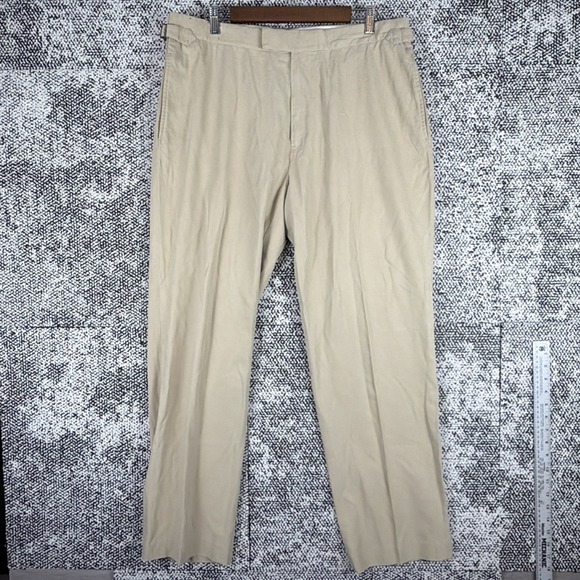 Vintage Polo Ralph Lauren Silk Blend Chino Pants Mens 36/33 (FITS 35 X 31) Beige - Picture 2 of 10